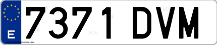 Ejemplo de matrícula de coche ordinaria 7371 DVM