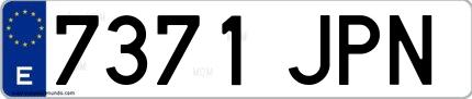 Ejemplo de matrícula española 7371 JPN