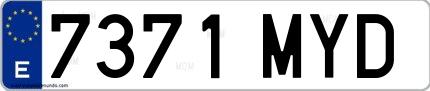 Ejemplo de matrícula española 7371 MYD