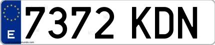 Ejemplo de matrícula española 7372 KDN