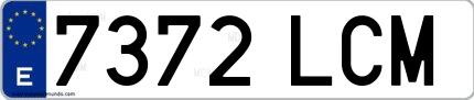 Ejemplo de matrícula española 7372 LCM