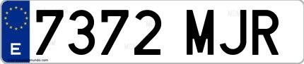 Ejemplo de matrícula española 7372 MJR