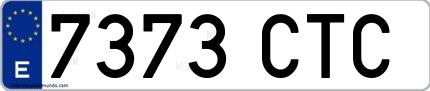 Ejemplo de matrícula española 7373 CTC