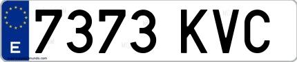 Ejemplo de matrícula española 7373 KVC