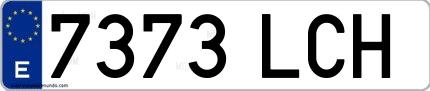 Ejemplo de matrícula española 7373 LCH