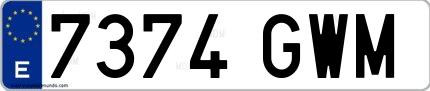 Ejemplo de matrícula española 7374 GWM