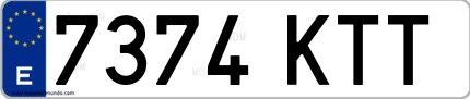 Ejemplo de matrícula española 7374 KTT