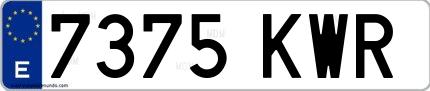 Ejemplo de matrícula española 7375 KWR