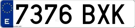 Ejemplo de matrícula española 7376 BXK
