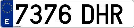 Ejemplo de matrícula española 7376 DHR