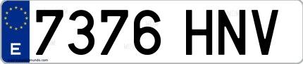 Ejemplo de matrícula española 7376 HNV