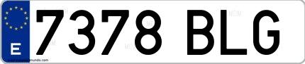 Ejemplo de matrícula española 7378 BLG