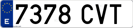 Ejemplo de matrícula de coche ordinaria 7378 CVT