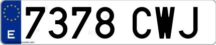 Ejemplo de matrícula española 7378 CWJ