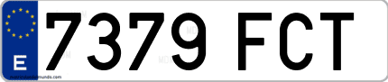Ejemplo de matrícula de coche ordinaria 7379 FCT