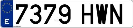 Ejemplo de matrícula española 7379 HWN