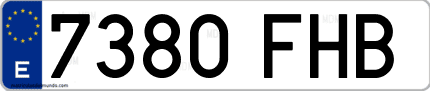 Ejemplo de matrícula de coche ordinaria 7380 FHB