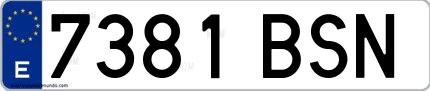 Ejemplo de matrícula española 7381 BSN