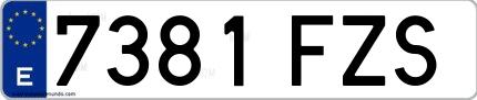 Ejemplo de matrícula española 7381 FZS