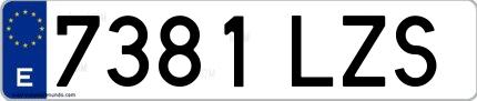 Ejemplo de matrícula española 7381 LZS