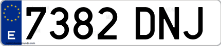 Ejemplo de matrícula de coche ordinaria 7382 DNJ