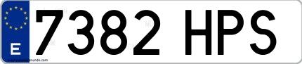 Ejemplo de matrícula española 7382 HPS