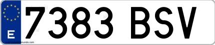 Ejemplo de matrícula española 7383 BSV