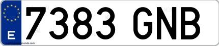 Ejemplo de matrícula española 7383 GNB