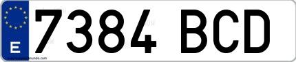 Ejemplo de matrícula española 7384 BCD