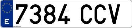Ejemplo de matrícula española 7384 CCV
