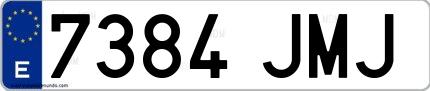 Ejemplo de matrícula española 7384 JMJ