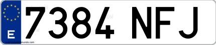 Ejemplo de matrícula española 7384 NFJ