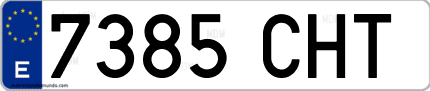 Ejemplo de matrícula de coche ordinaria 7385 CHT