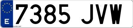 Ejemplo de matrícula española 7385 JVW