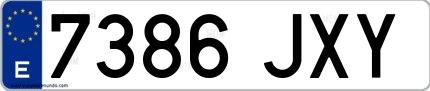Ejemplo de matrícula española 7386 JXY