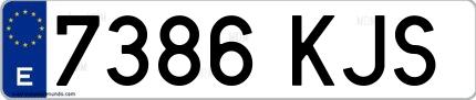 Ejemplo de matrícula española 7386 KJS
