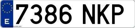 Ejemplo de matrícula española 7386 NKP