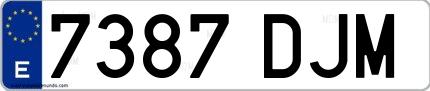 Ejemplo de matrícula española 7387 DJM