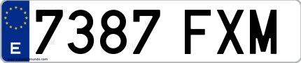 Ejemplo de matrícula española 7387 FXM