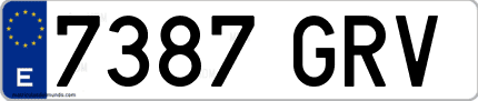 Ejemplo de matrícula de coche ordinaria 7387 GRV