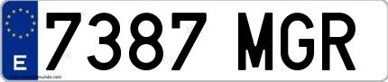 Ejemplo de matrícula española 7387 MGR