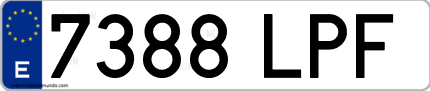 Ejemplo de matrícula de coche ordinaria 7388 LPF