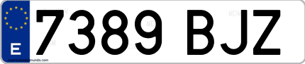 Ejemplo de matrícula de coche ordinaria 7389 BJZ