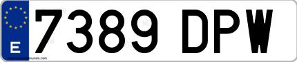 Ejemplo de matrícula de coche ordinaria 7389 DPW