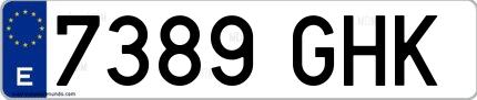 Ejemplo de matrícula española 7389 GHK