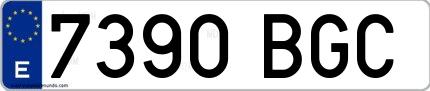 Ejemplo de matrícula española 7390 BGC