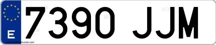 Ejemplo de matrícula española 7390 JJM