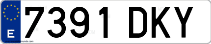 Ejemplo de matrícula de coche ordinaria 7391 DKY