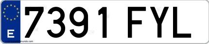 Ejemplo de matrícula española 7391 FYL