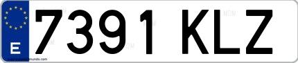 Ejemplo de matrícula española 7391 KLZ